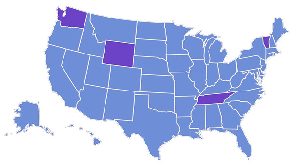 US Map showing states with notable pro bono work